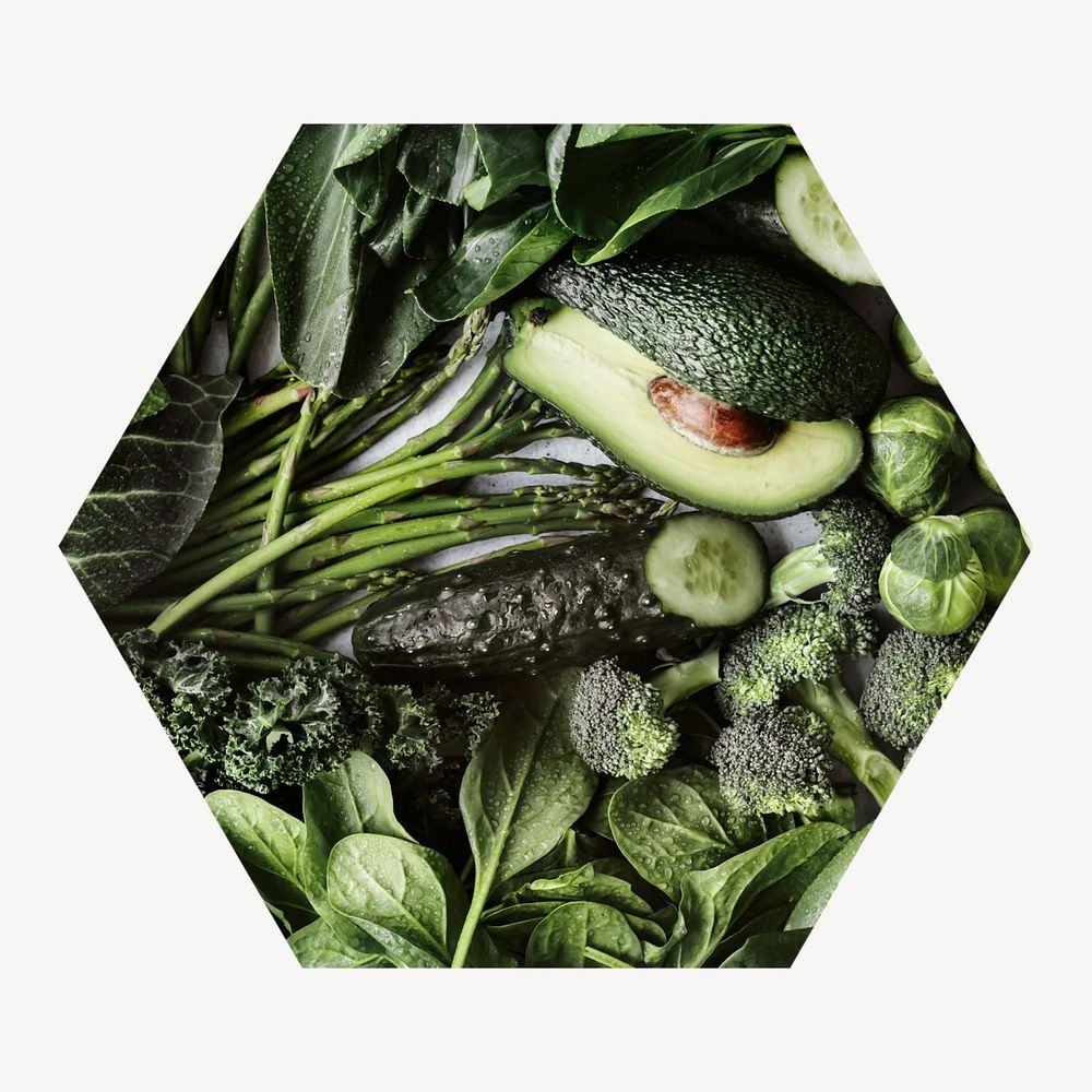 Green vegetables hexagonal shaped badge