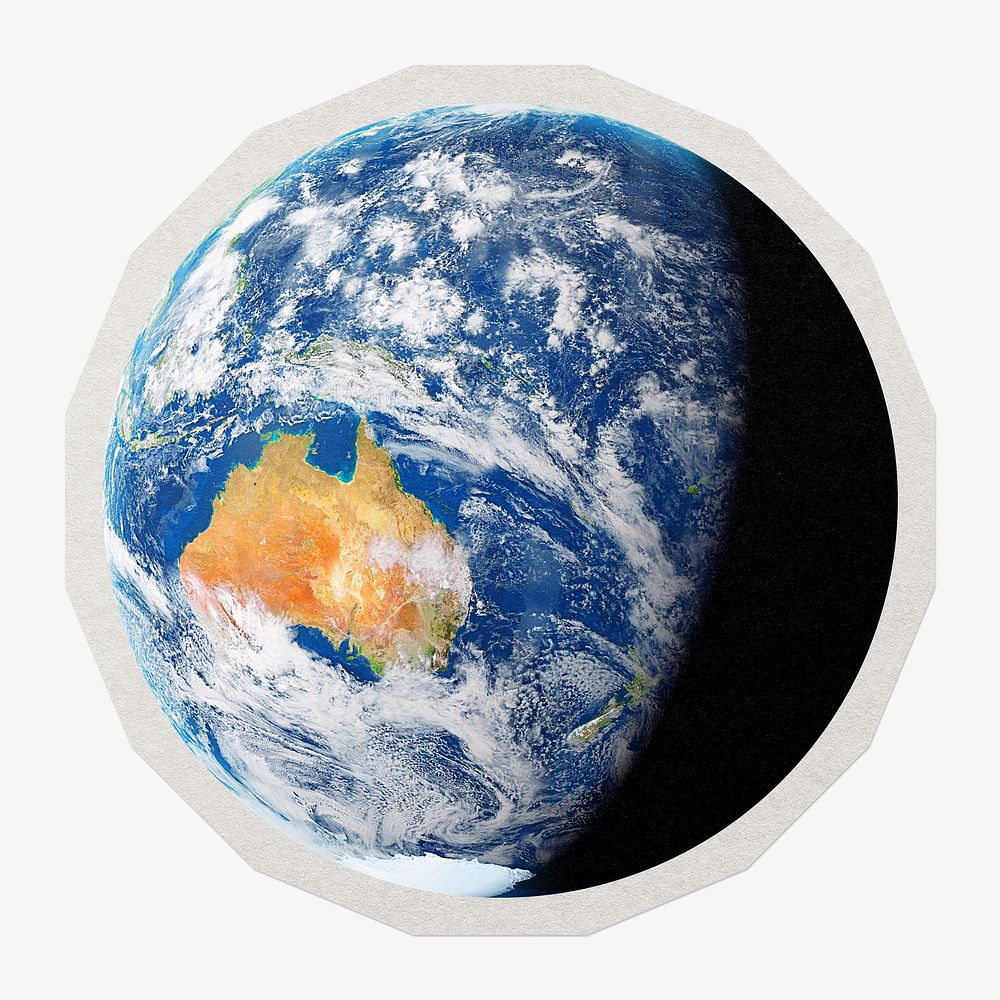 Planet Earth, world paper element with white border