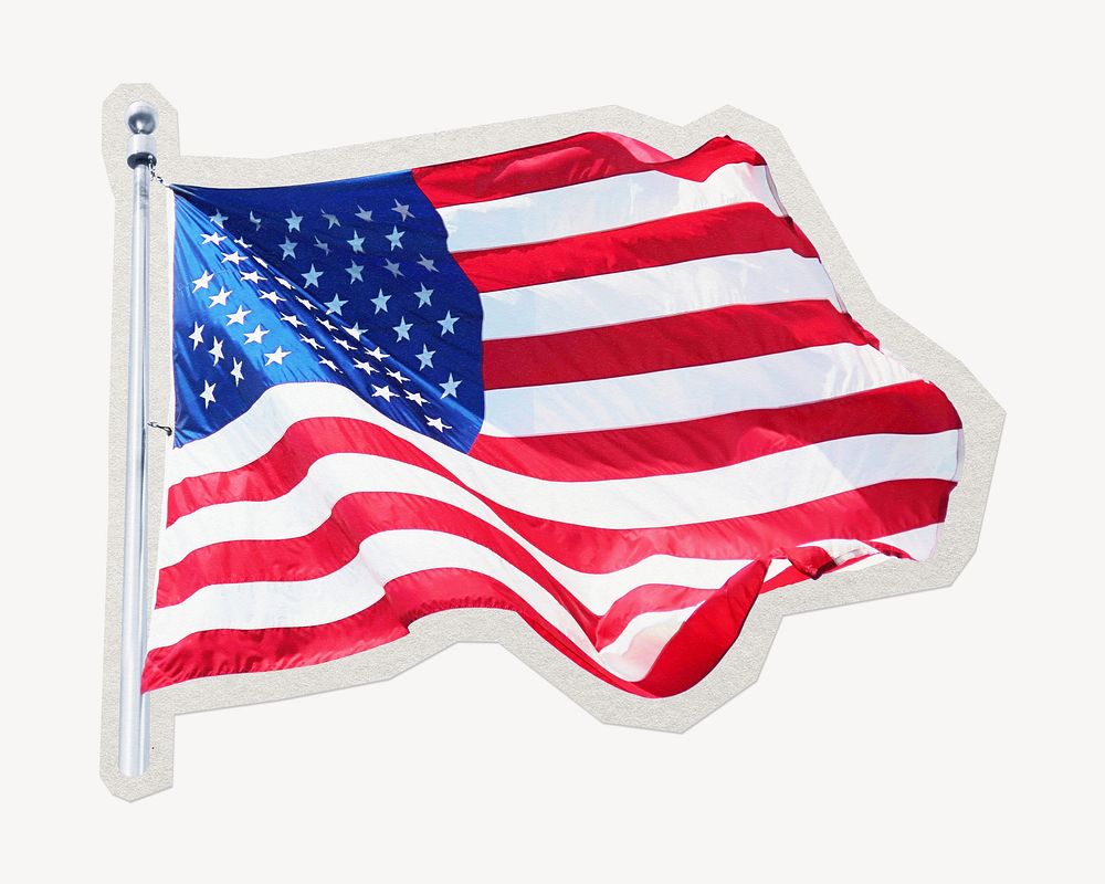 American flag  paper element with white border