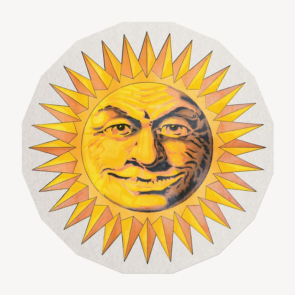 Smiling sun paper element with white border 