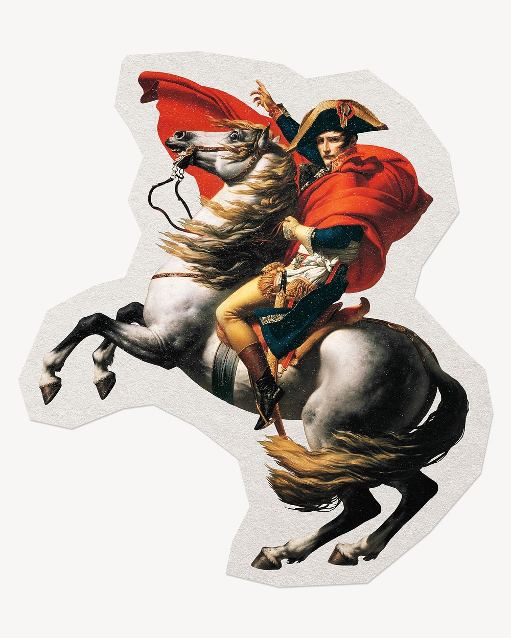 Napoleon on horseback paper element with white border