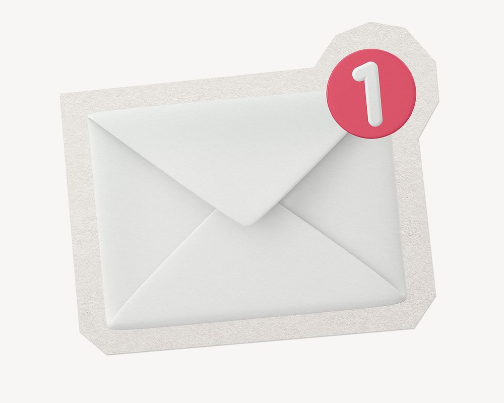 Email notification icon paper element with white border