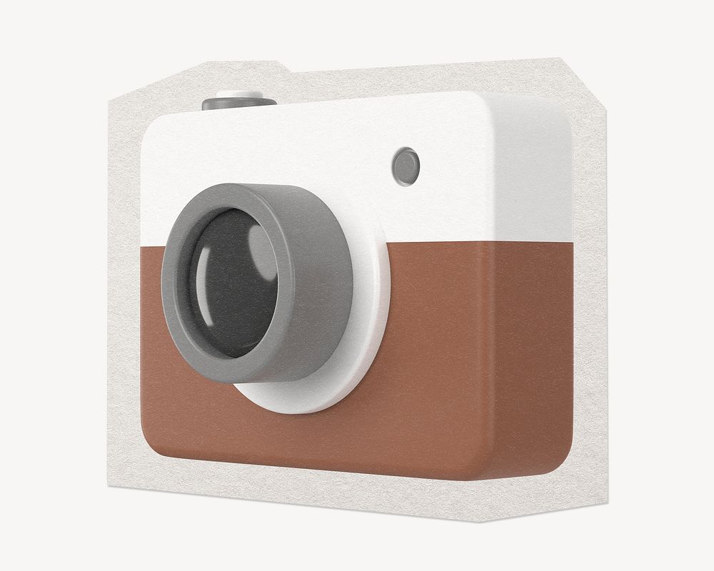 3D camera social media app icon paper element  white border