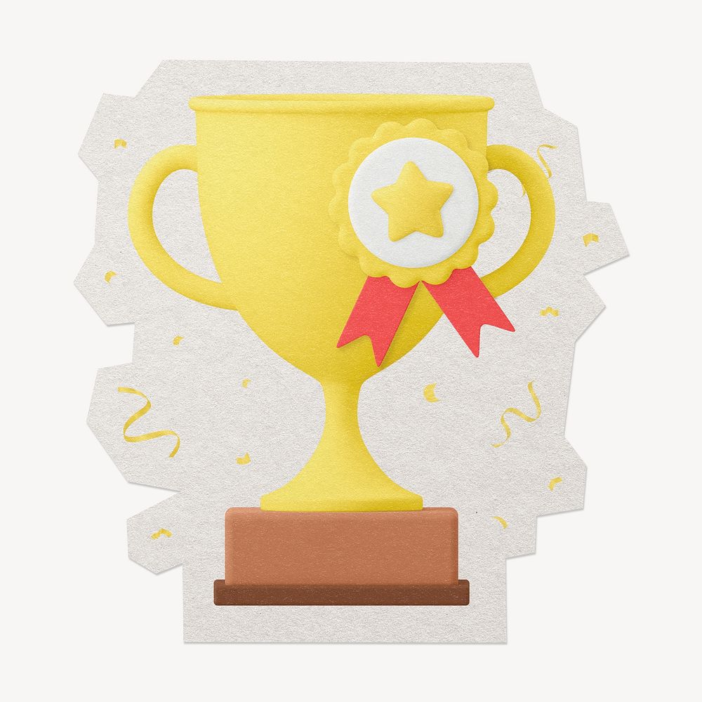 3D trophy prize  paper element white border