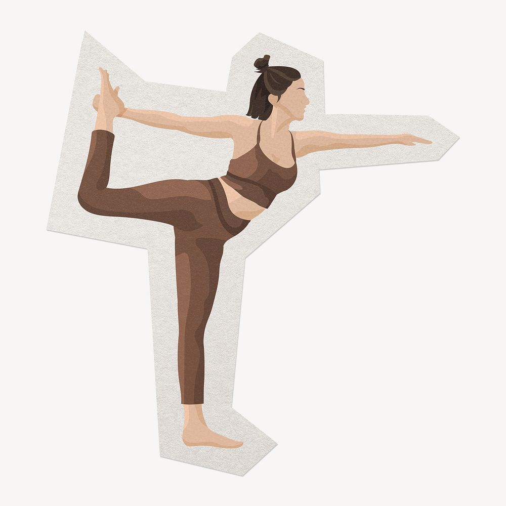 Yoga dancer pose paper element  white border