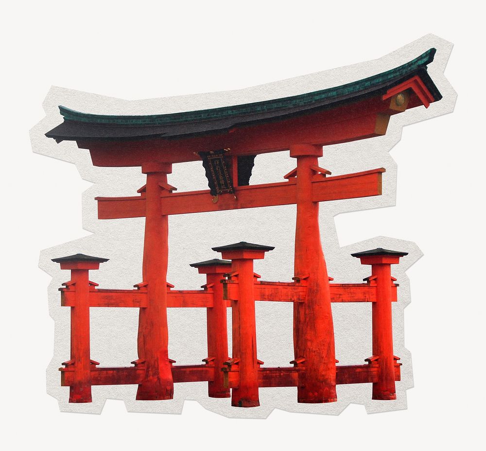 Japanese Torii gate paper element with white border