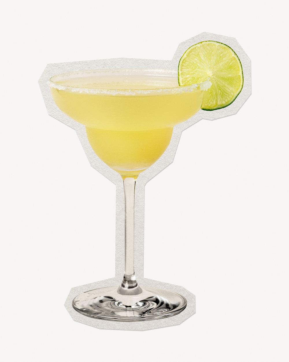 Lemon Margarita cocktail paper element with white border