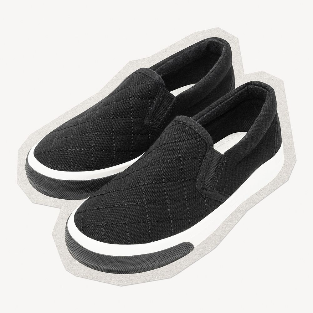Black sneakers paper element with white border