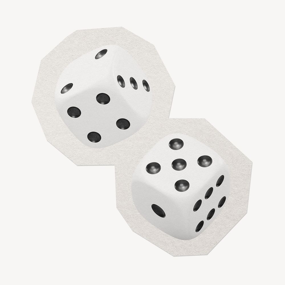 3D Dice paper element with white border