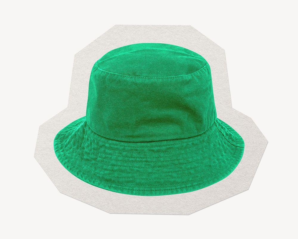 Green bucket hat paper element with white border