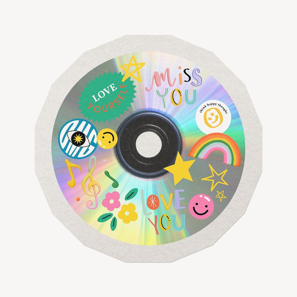 Cute colorful disc  paper element with white border