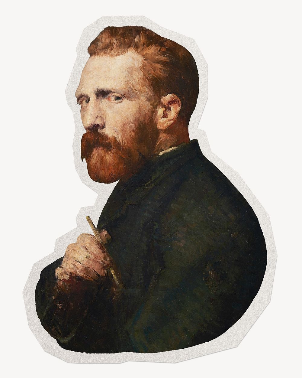 Portrait of Vincent Van Gogh paper element with white border , artwork remixed by rawpixel.