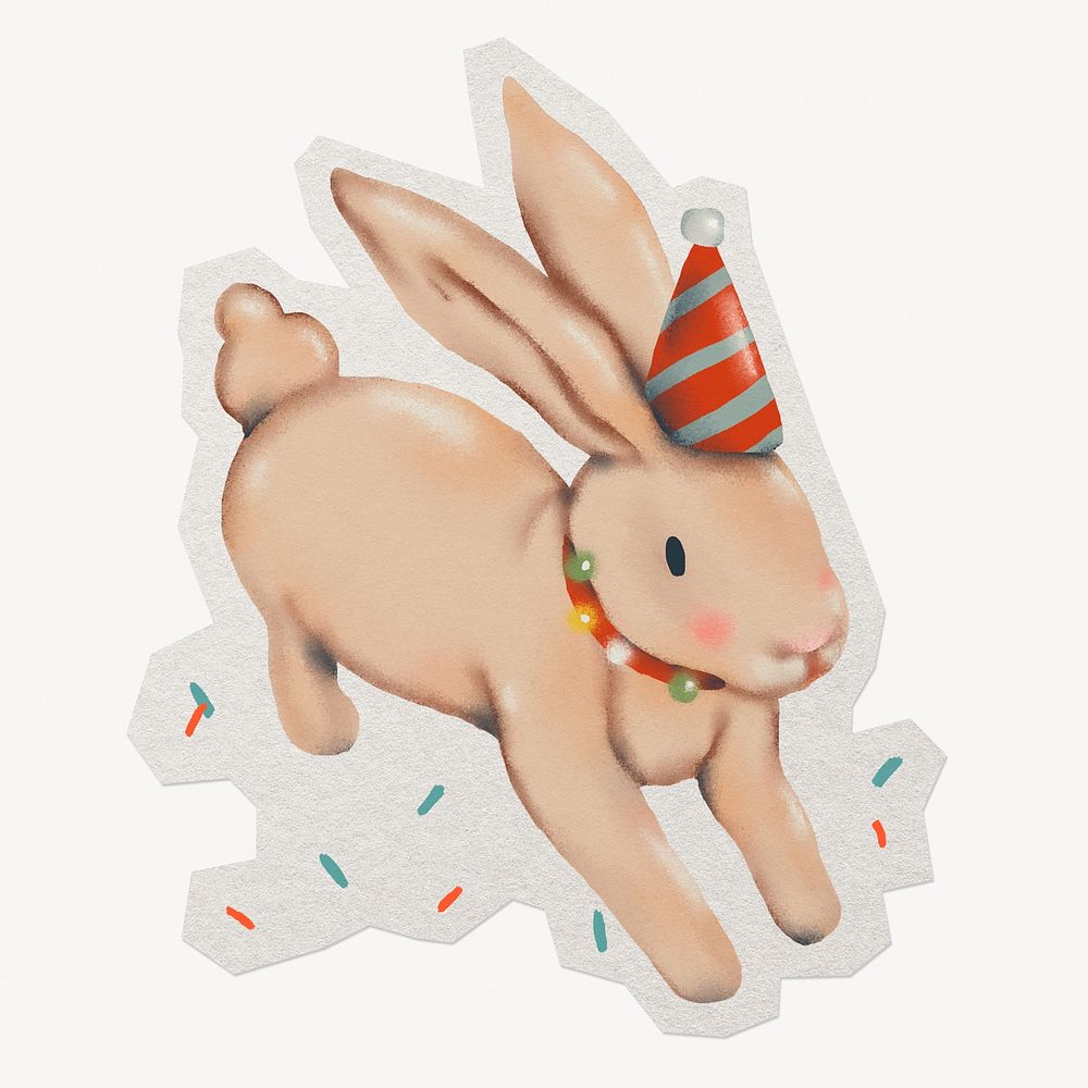Rabbit birthday paper element with white border