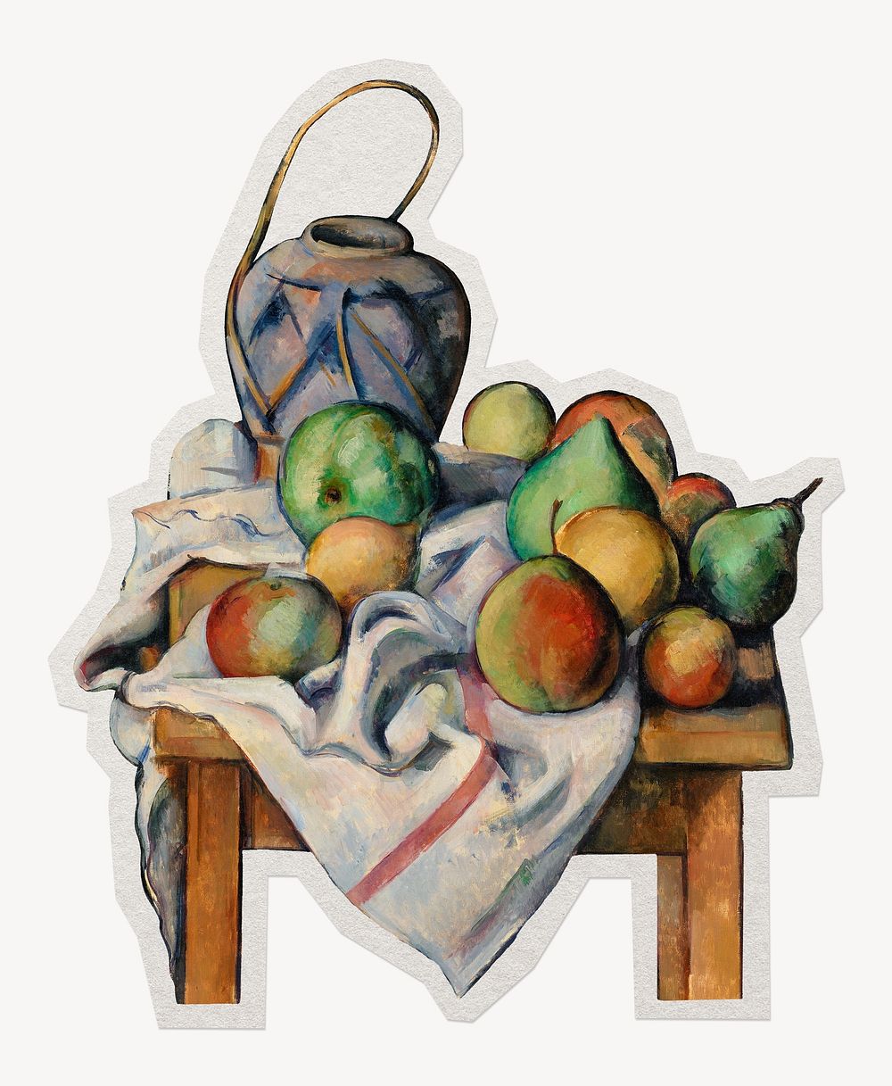 Cezanne&rsquo;s Ginger Jar paper element with white border, artwork remixed by rawpixel.