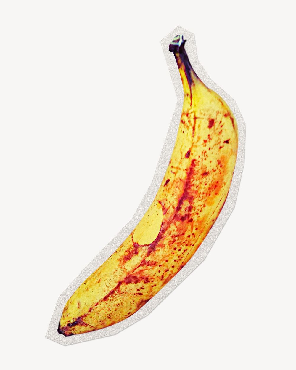 Ripe yellow banana  paper element with white border