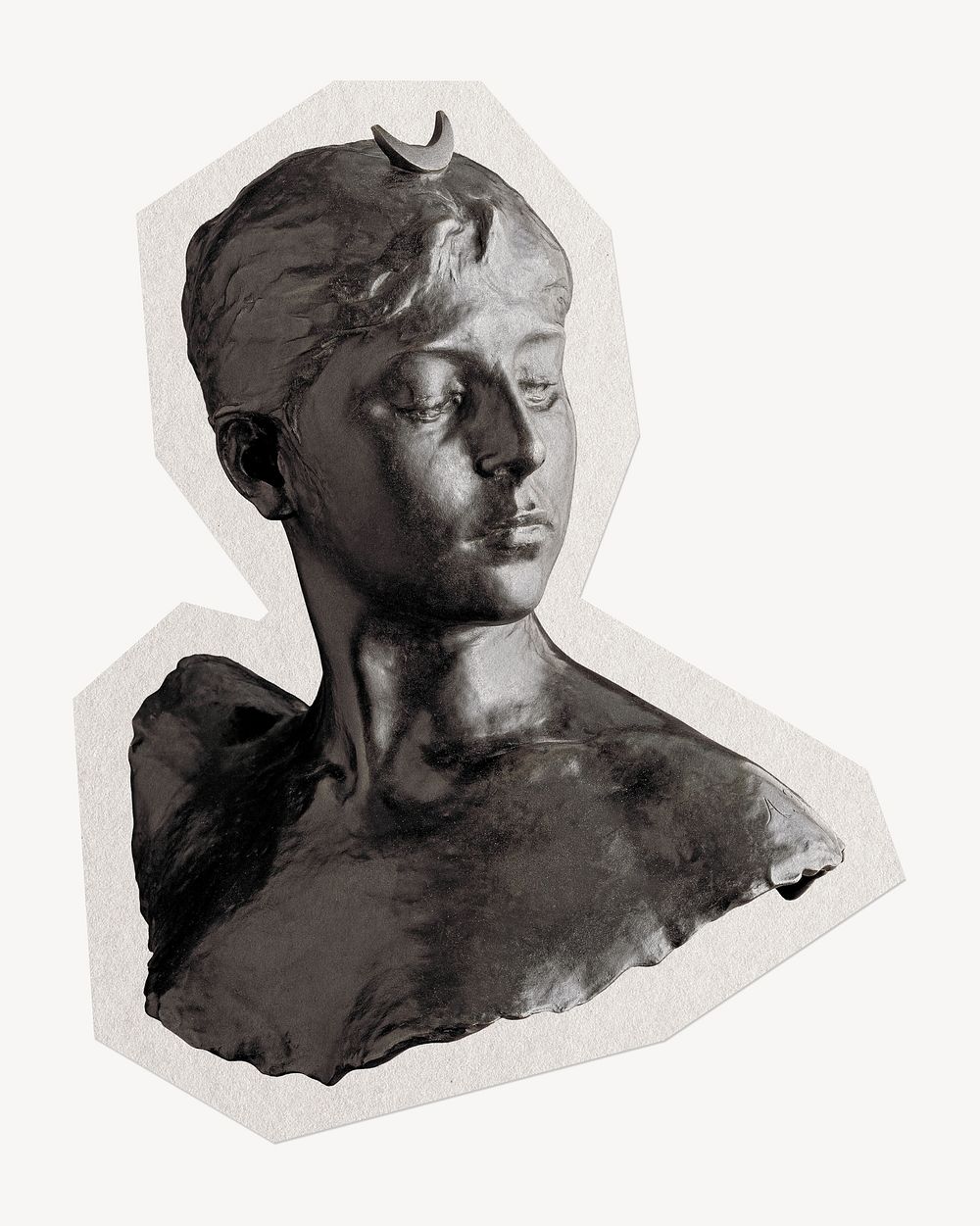 Aesthetic bust of Diana paper element with white border 