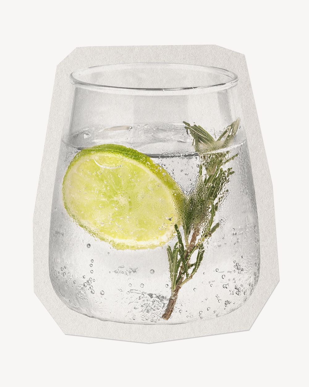 Gin and tonic with rosemary paper cut isolated design