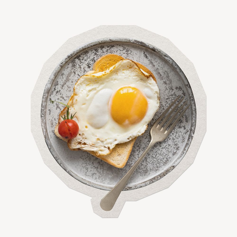 Fried egg on toast paper cut isolated design