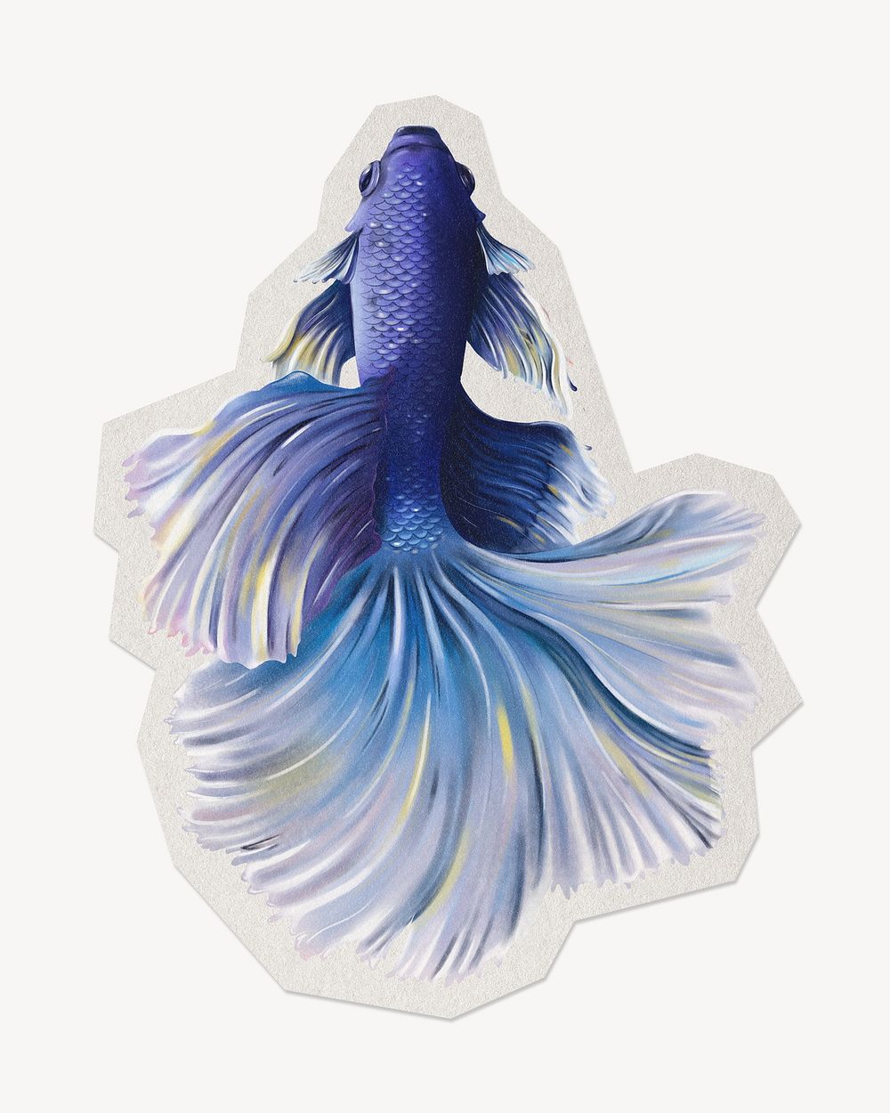 Indigo betta fish paper cut isolated design