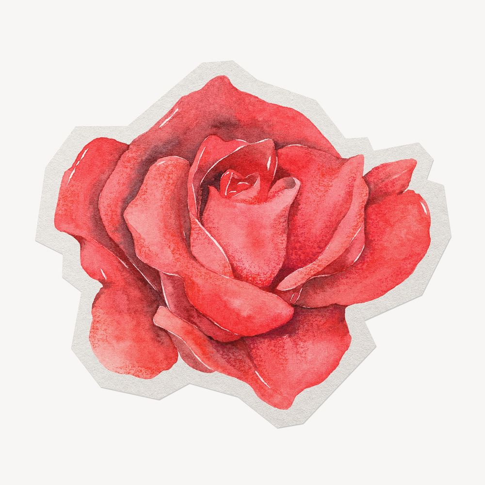 Red rose flower vintage paper cut isolated design