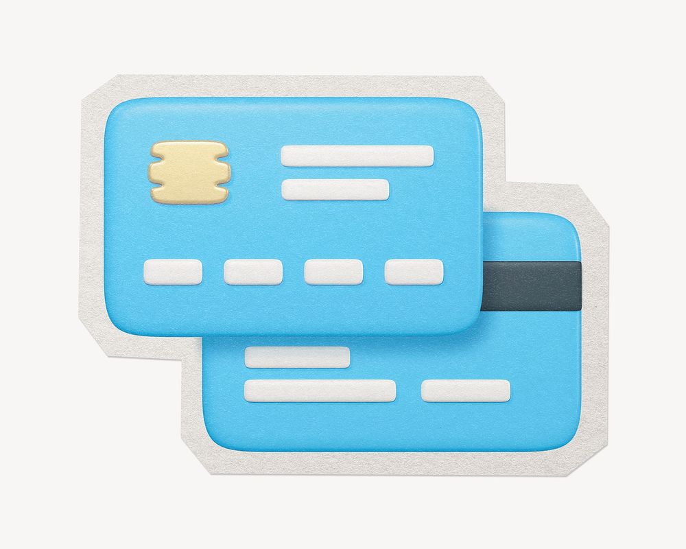Credit card, 3D rendering illustration, paper cut isolated design