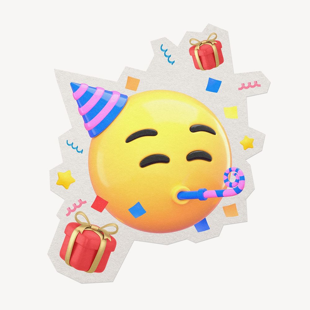 Birthday celebration emoji paper cut isolated design