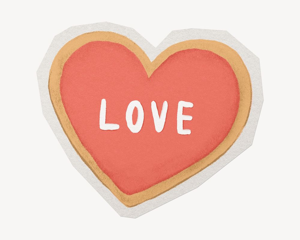 Valentine's cookie paper cut isolated design
