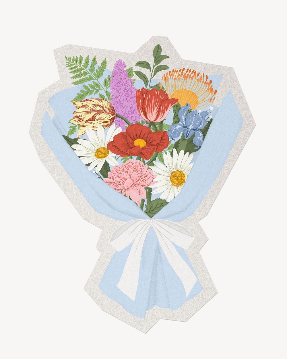 Flower bouquet, paper cut isolated design