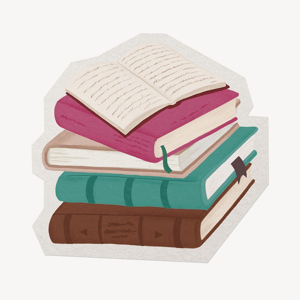 Book stack education, paper cut isolated design