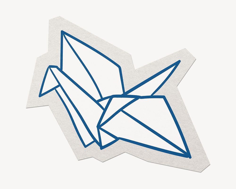 Origami paper crane paper cut isolated design