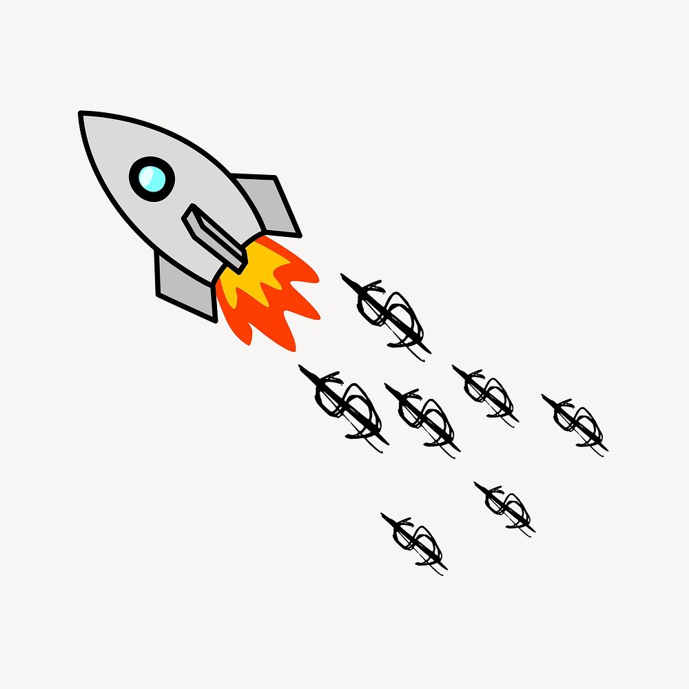 Rocket startup clipart illustration vector. Free public domain CC0 image.
