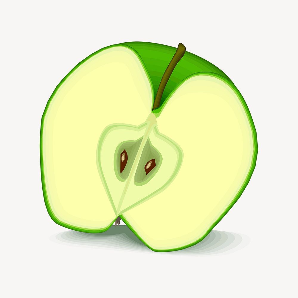 Half green apple illustration psd. Free public domain CC0 image.