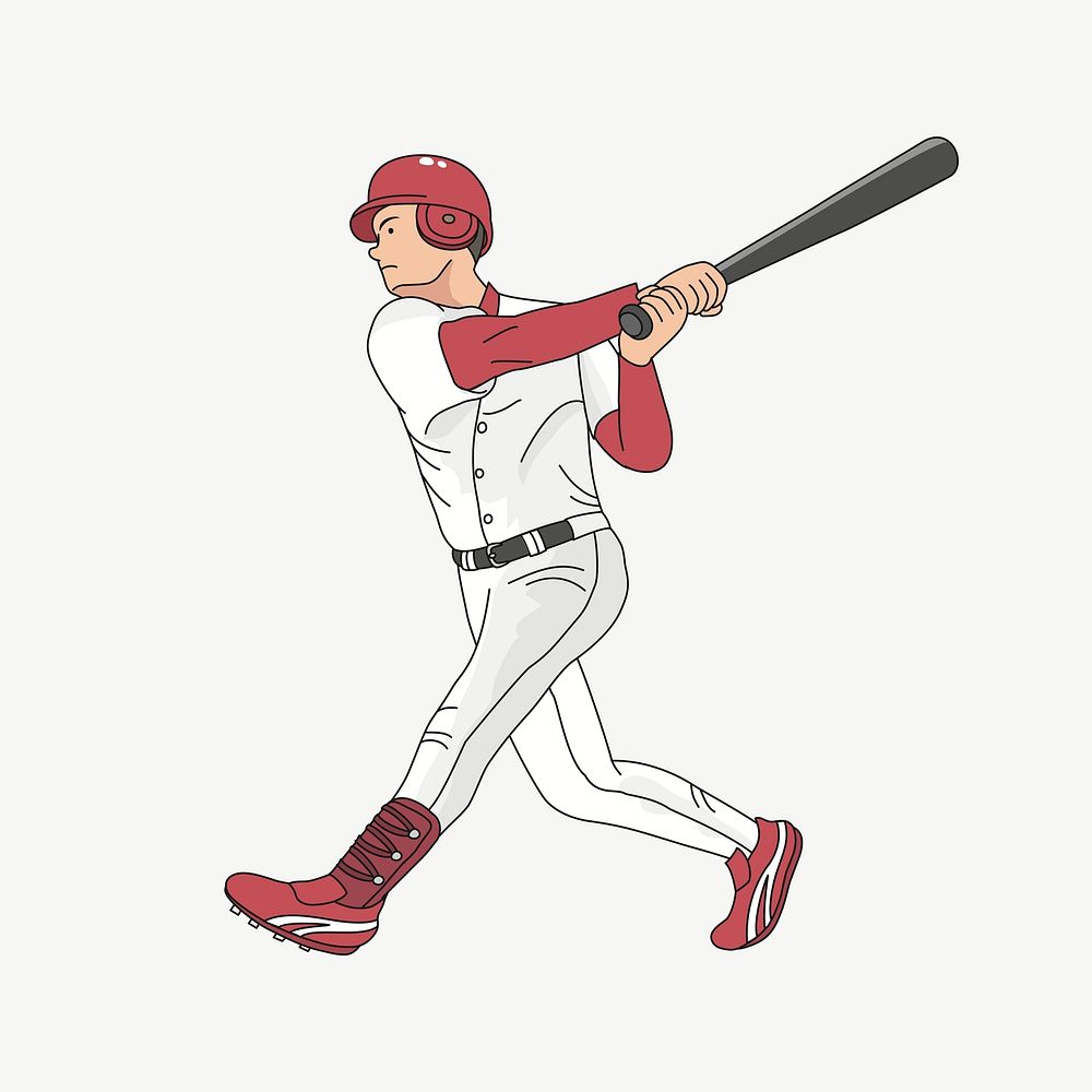 Baseball player clipart illustration psd. Free public domain CC0 image.