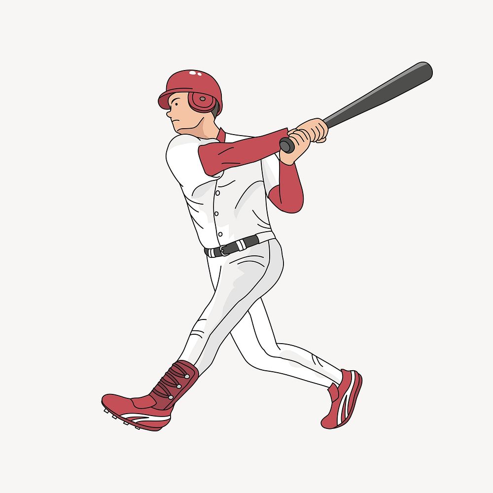 Baseball player illustration. Free public domain CC0 image.