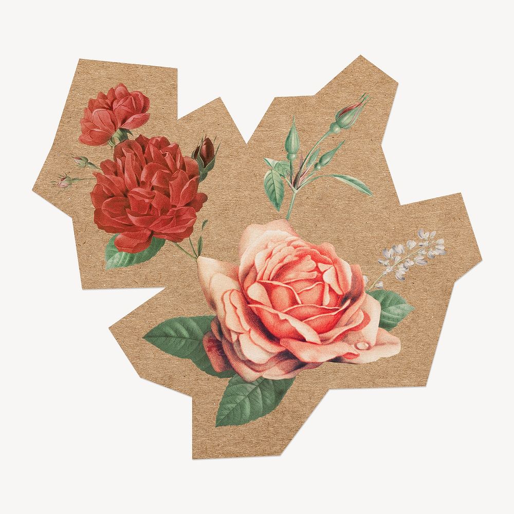 Vintage flowers, cut out paper element