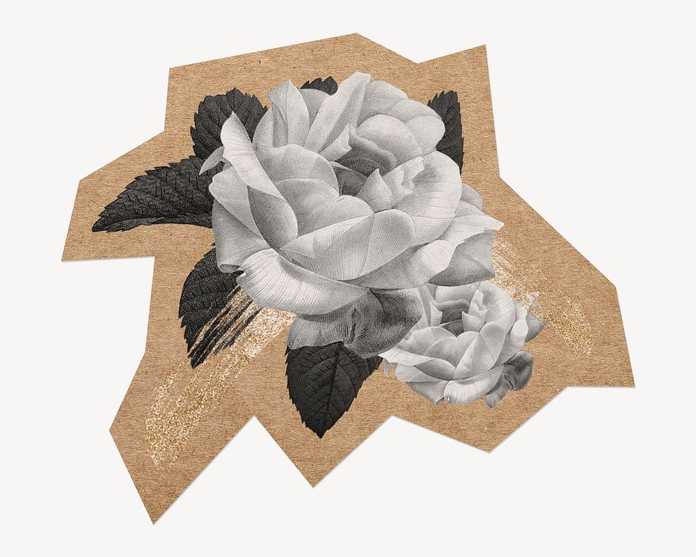 Gray rose, cut out paper element