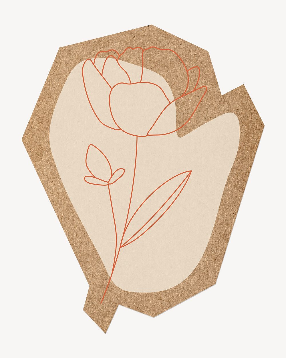 Flower line art, cut out paper element