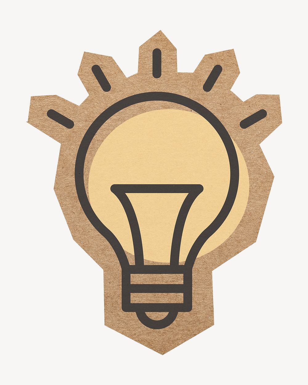 Light bulb icon, cut out paper element