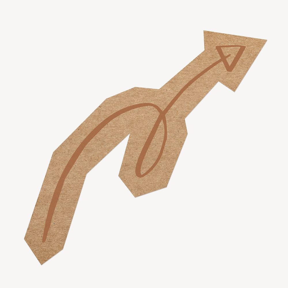 Twisted arrow doodle, cut out paper element