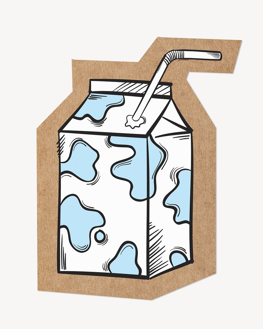 Milk box cartoon, cut out paper element
