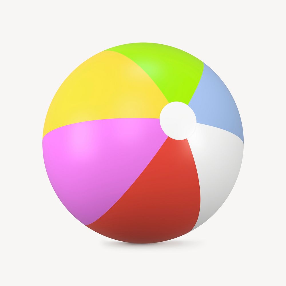 Beach ball collage element, 3D summer design psd