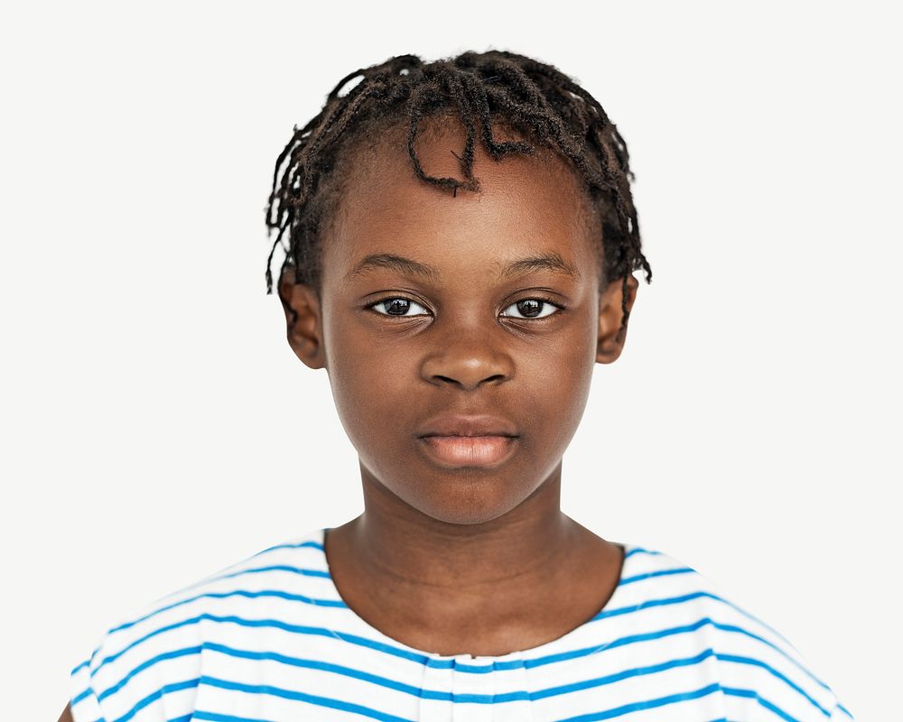 Portrait of cute African girl collage element psd