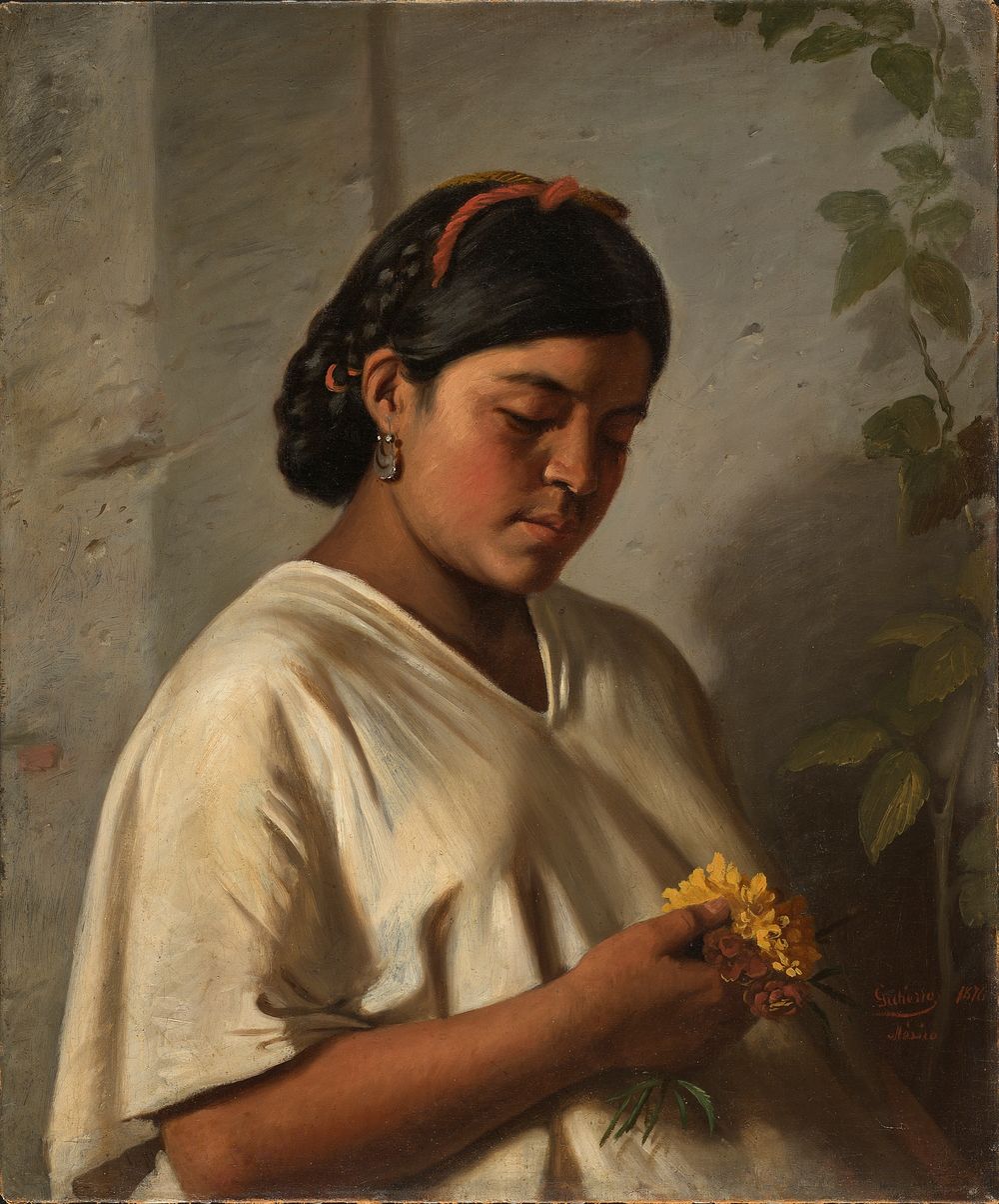 Indian Woman with Marigold (Mujer indígena con cempasúchil) by Felipe Santiago Gutiérrez