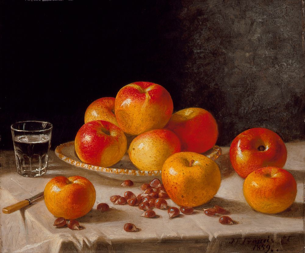 Still Life, Apples and Chestnuts by John F Francis