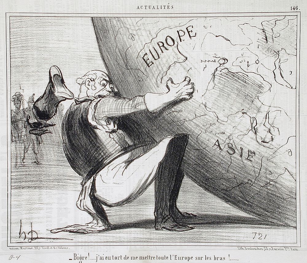 Bigre!...J'ai eu tort de me mettre toute l'Europe sur la bras! by Honoré Daumier