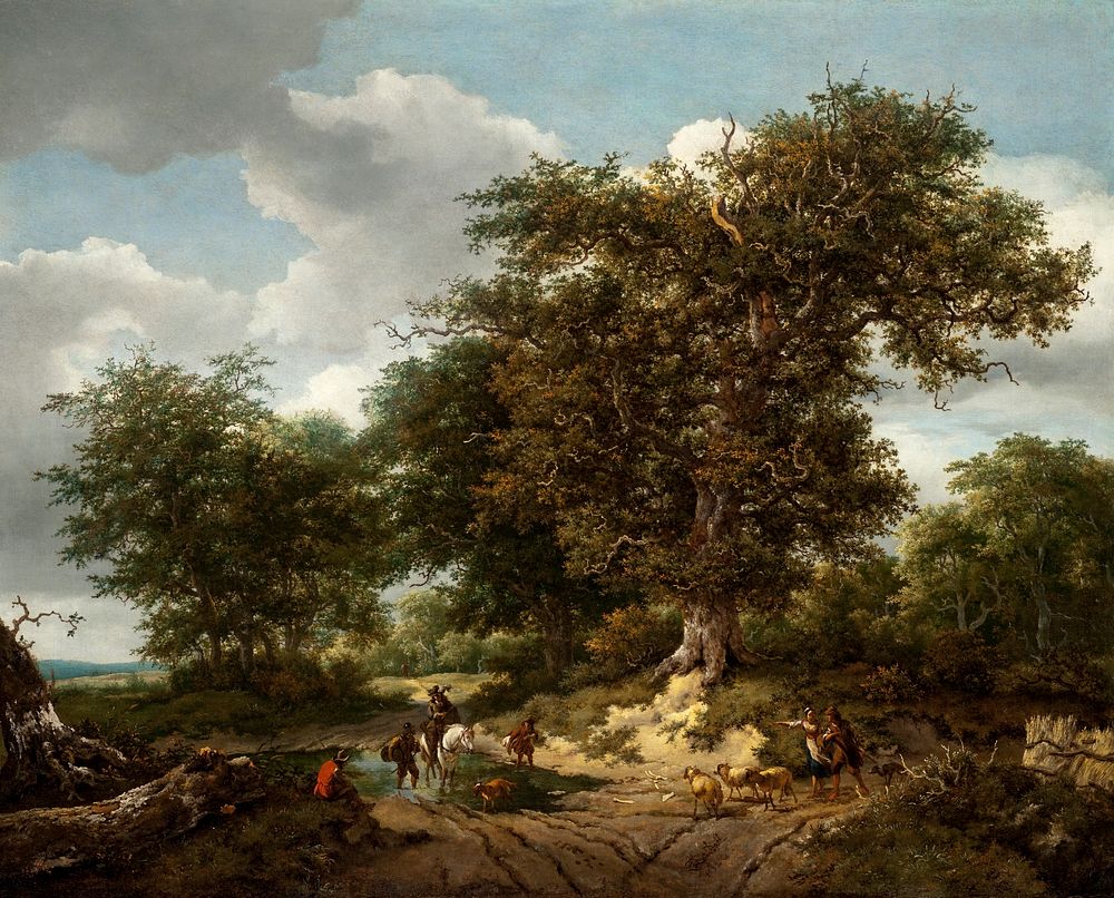 The Great Oak by Jacob van Ruisdael and Nicolaes Pietersz Berchem