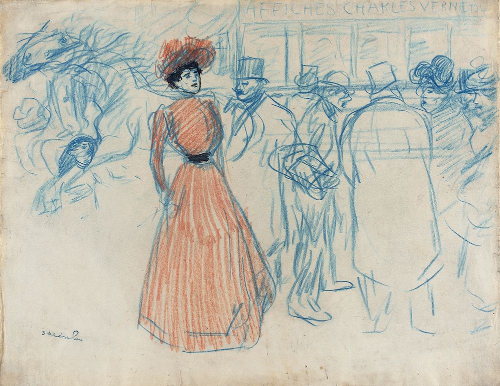 Woman at the Bus Stop by Théophile Alexandre Steinlen