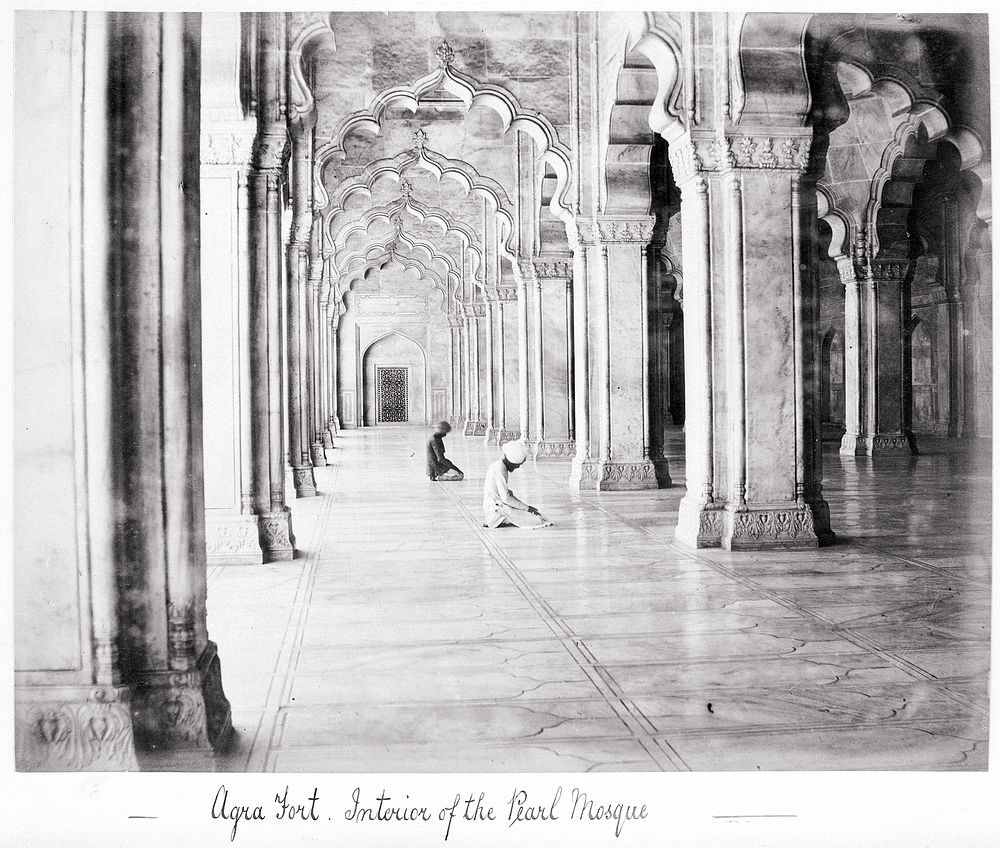Agra Fort, Interior of the Pearl Mosque by Samuel Bourne