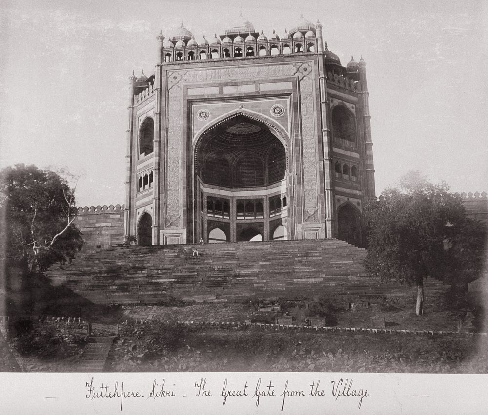 Futtehpore Sikri, The Great Gate from the Village by Samuel Bourne