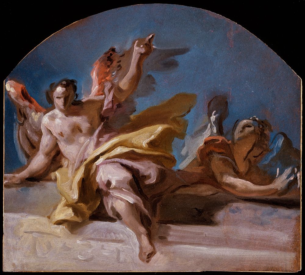 A Study for Two Angels on a Balustrade by Carlo Innocenzo Carlone